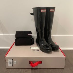 Glossy Black Hunter Boots - Original Tall - Size 7